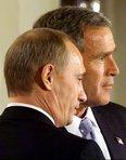Meeting of president of USA George W. Bush and president of Russia Vladimir Putin.